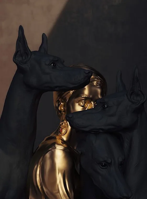 Gold sculpture art installation